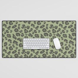 Loden Frost Dusty Green Jungle - Leopard Pattern  Desk Mat