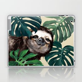 Sneaky Sloth with Monstera Laptop Skin