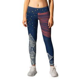 Mountains, Stars and Super Moon Leggings