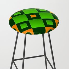 Green, Black & Orange Color Square Design Bar Stool