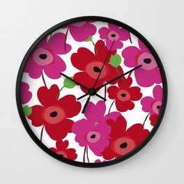 Graphic flowers:Royal red Wall Clock