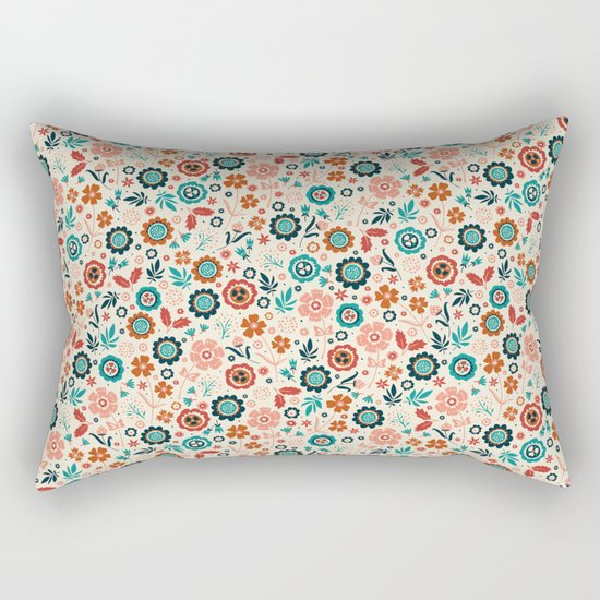 Folk Flowers Rectangular Pillow