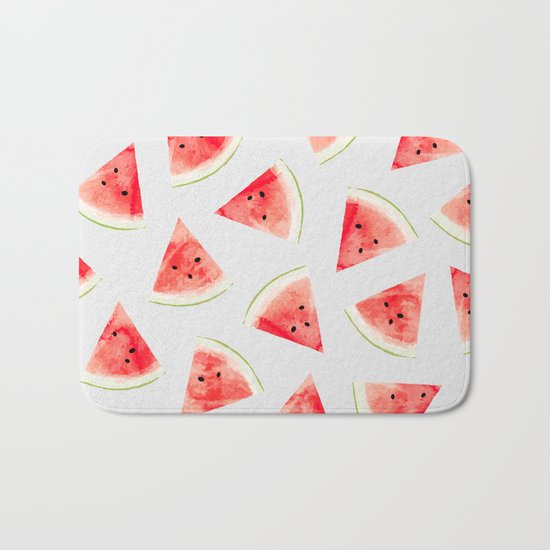 Watercolor Watermelon Pattern #society6 #buyart #decor Bath Mat
