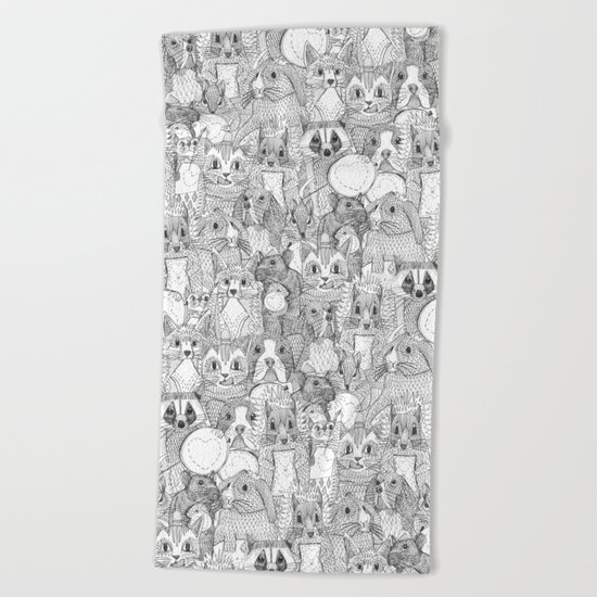crazy cross stitch critters Beach Towel