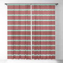 [ Thumbnail: Gray, Aquamarine, and Maroon Colored Striped Pattern Sheer Curtain ]