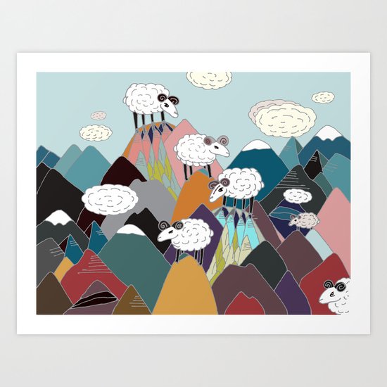 Clouds and Sheep Art Print