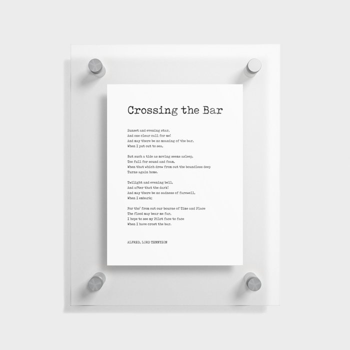 Crossing The Bar - Alfred Lord Tennyson Poem - Literature - Typewriter Print 1 Floating Acrylic Print
