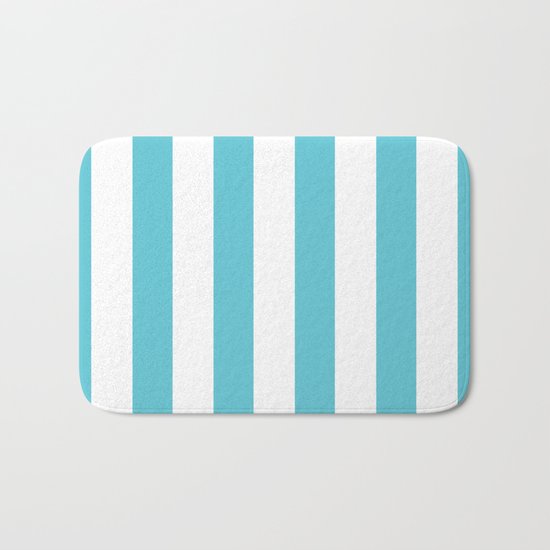 Simply Vertical Stripes in Seaside Blue Bath Mat