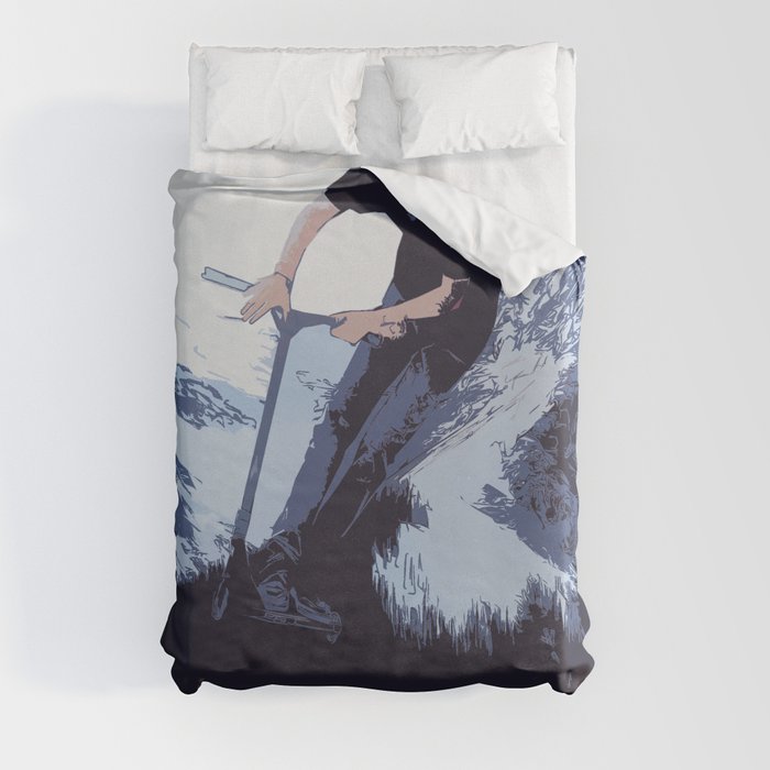 Rocky Mountain Jump - Stunt Scooter Rider Duvet Cover