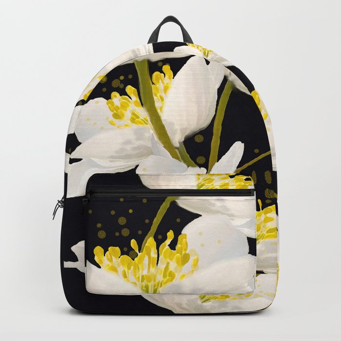 White Flowers On A Black Background Decor Buyart Society6
