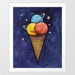 Space Ice Cream Cone Art Print