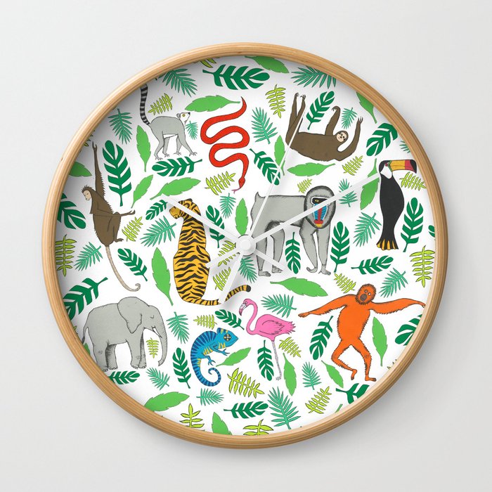 Animals In The Jungle Wall Clock By Yasminbrooks