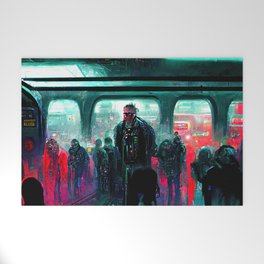 Cyberpunk Subway Welcome Mat