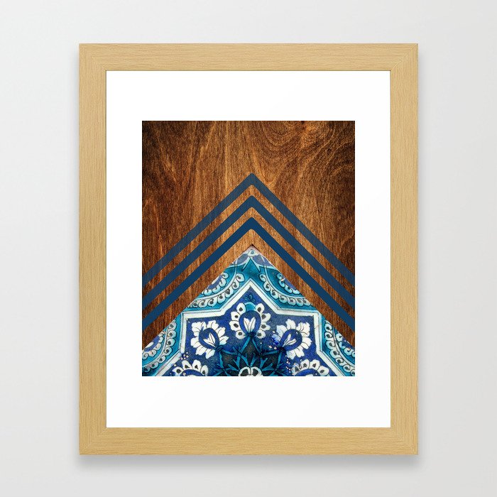 Wood + Moroccan Pattern Framed Art Print