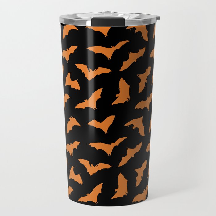 Bats in Orange & Black // Halloween Collection Travel Mug