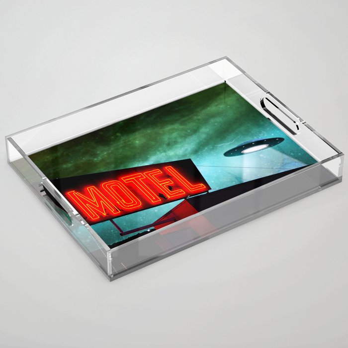 Motel Guests Come From All Over - Alien Check-In Acrylic Tray