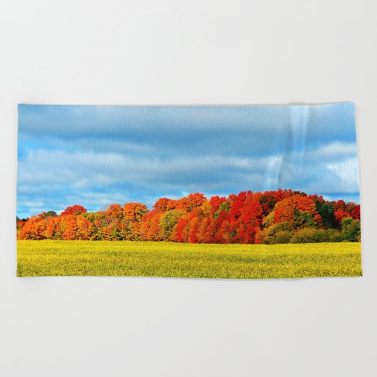 The Field and the Forest in October Beach Towel
