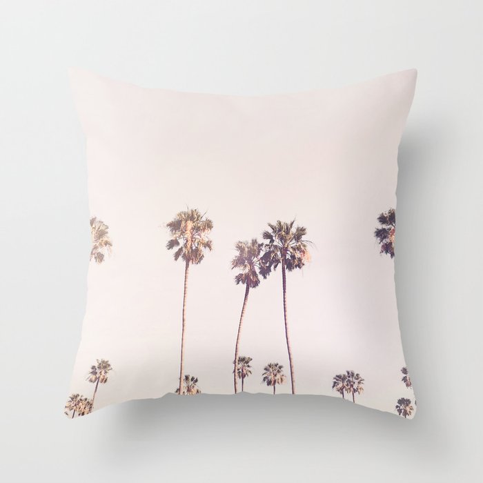 Sunny Cali Palm Trees Throw Pillow