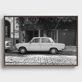 Car Buenos Aires Black and White Framed Canvas