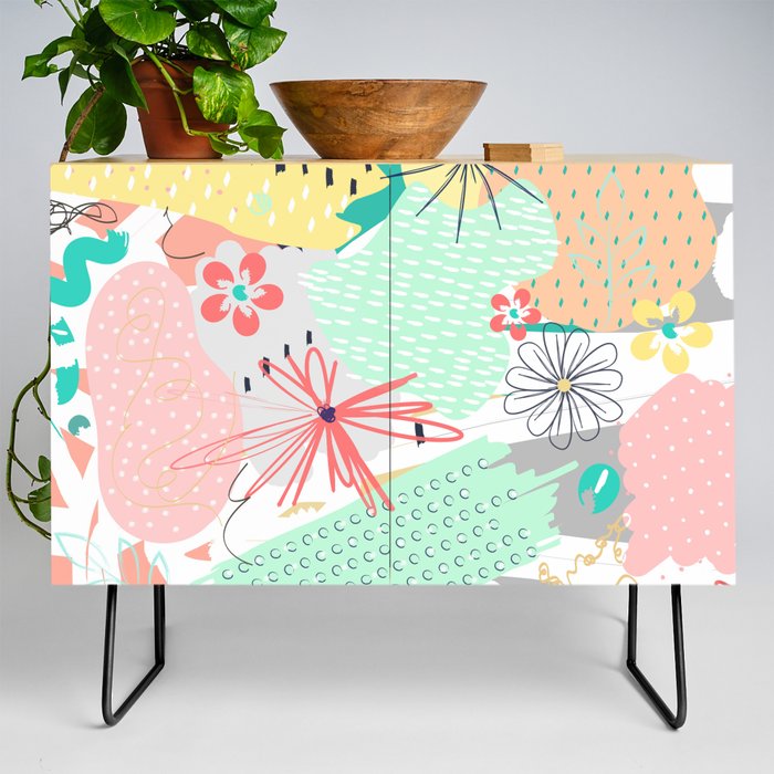 Modern creative abstract floral paint Credenza
