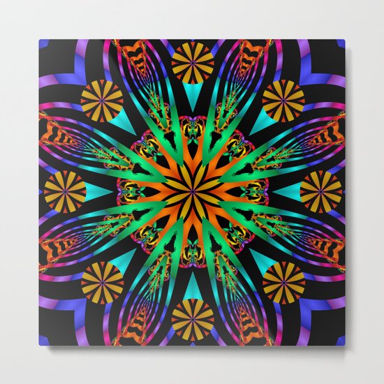 Colourful fantasy flower with tribal patterns Metal Print