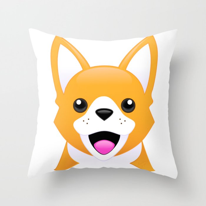 Corgi Emoji Style Throw Pillow