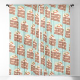 Carrot Cake Pattern - Blue Sheer Curtain