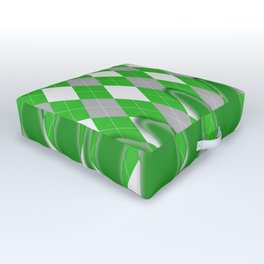 Green Silver Plaid Dripping Collection Outdoor Floor Cushion