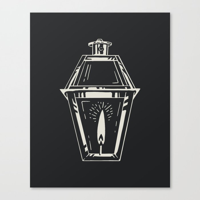 Gas Lantern Light Block Print Style Canvas Print