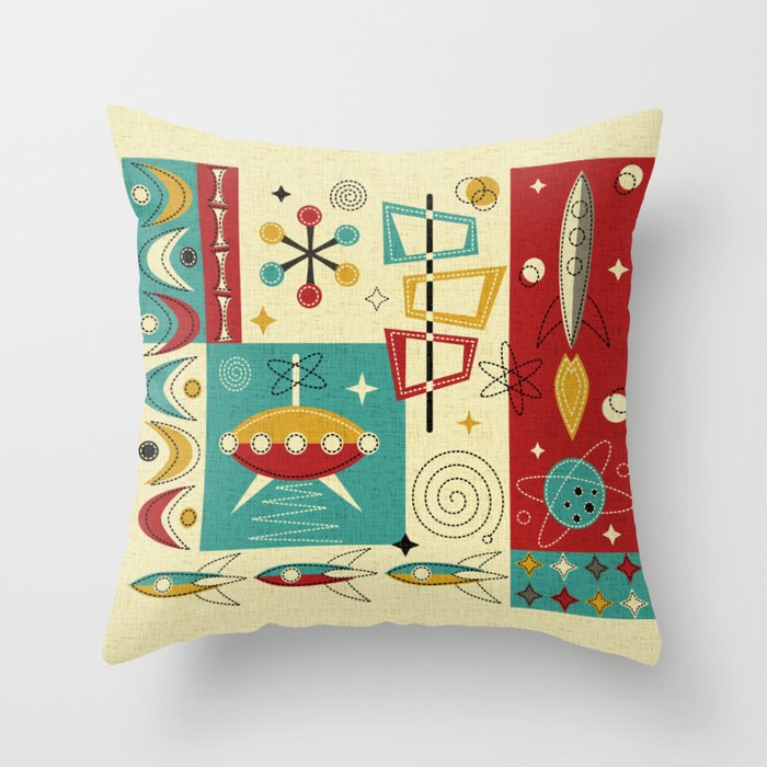 Retro Space Age Fun! ©studioxtine Throw Pillow