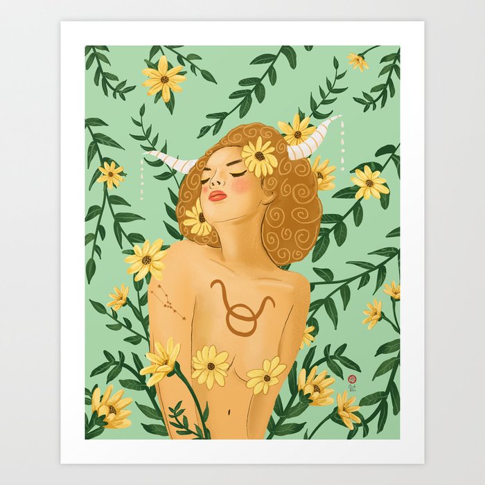 Taurus by Cindy Rose Studio - Green Art Print