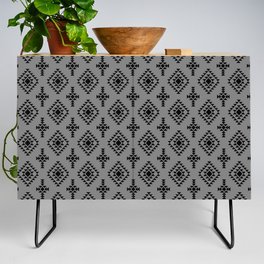 Grey and Black Native American Tribal Pattern Credenza