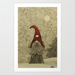 Old "Tomten Elmer" is longing for Christmas time. Art Print