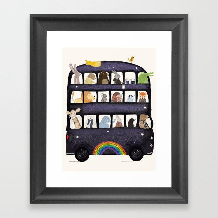 the rainbow bus Framed Art Print