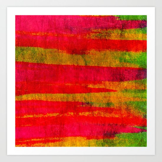FIERCE - Intense Wild Nature Masculine Stripes Abstract Watercolor Painting Design Urban Fine Art Art Print