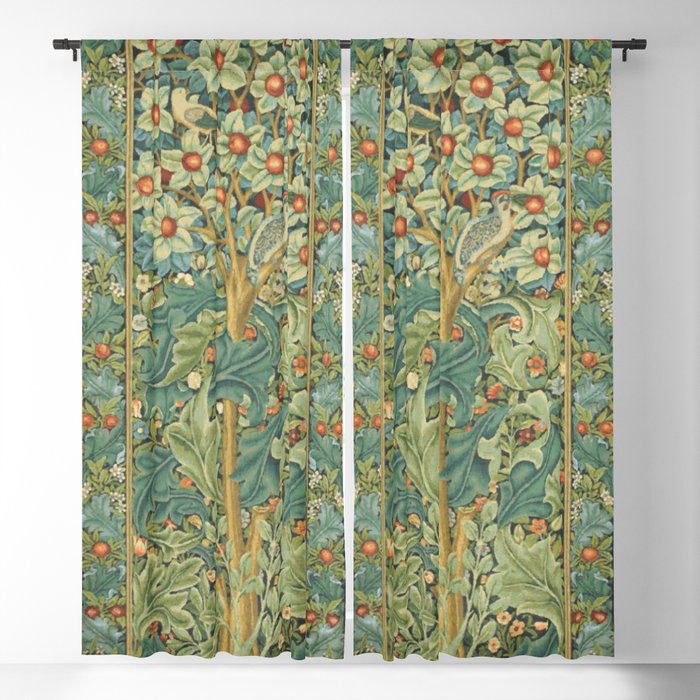 Floral Tree After William Morris Digital Painting Blackout Curtain