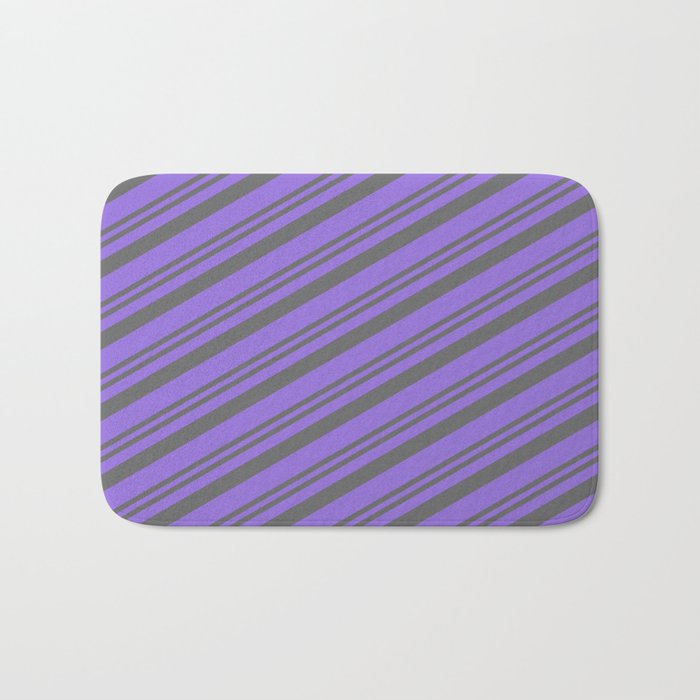Dim Grey and Purple Colored Pattern of Stripes Bath Mat