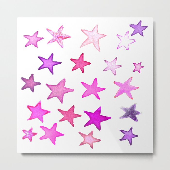Pink Watercolor Stars! Metal Print