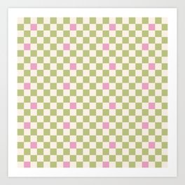 Checked - Strawberries And Mint Art Print