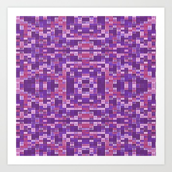 Pink Purple Mosaic Pixels Art Print