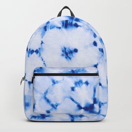 White and blue shibori kaleidoscope Backpack