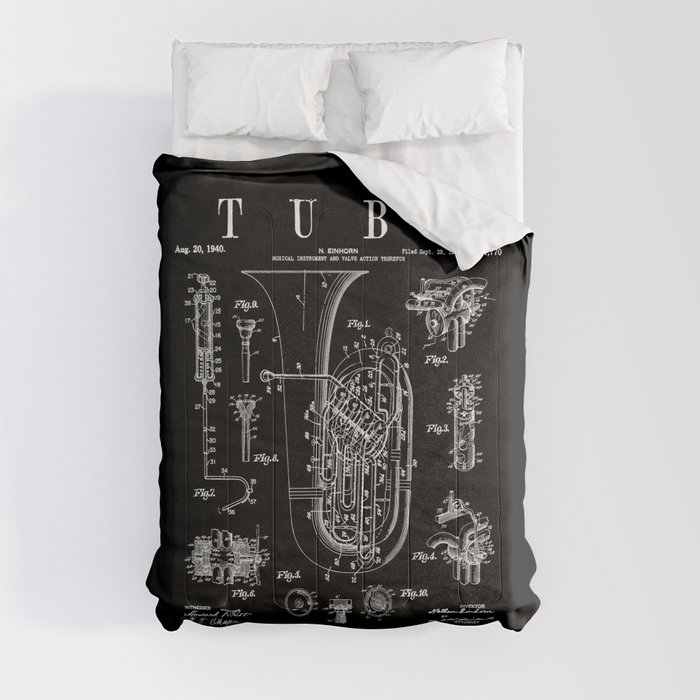 Tuba Vintage Patent Tubaist Tubist Drawing Print Comforter