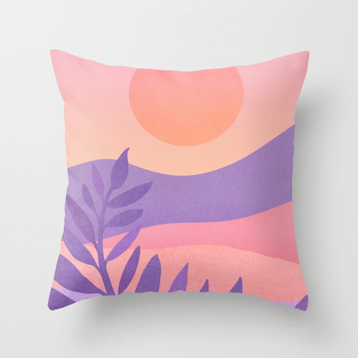 Oasis Sunset / Abstract Landscape Throw Pillow