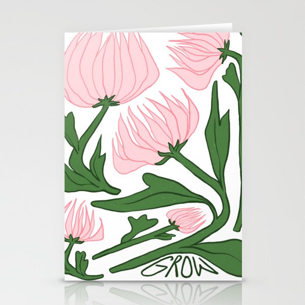Pink Flowers Stationery Cards