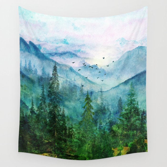 Spring Mountainscape Wall Tapestry