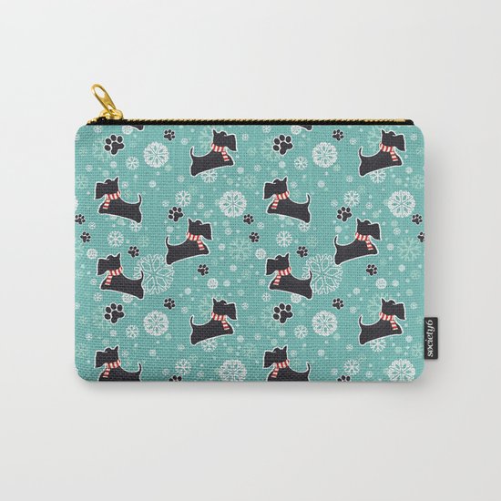 Snowy Scottie Dog Christmas Pattern Carry-All Pouch
