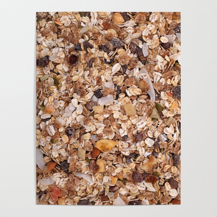Muesli / Granola breakfast cereal background Poster