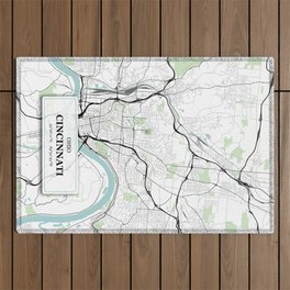 Cincinnati, Ohio City Map with GPS Coordinates Outdoor Rug