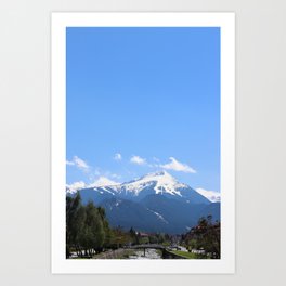 Bansko  Snowy Mountains Art Print | Bansko, Blue, Travel, European, Fall, Green, Seasons, Trees, Sky, Calm 