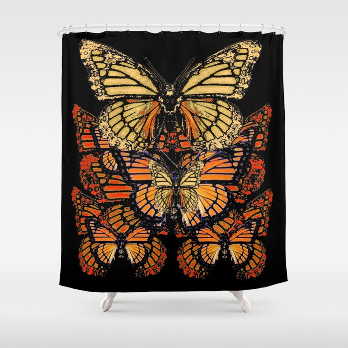Cream Rust Color Monarch Erflies, Rust Colored Shower Curtain